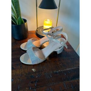 Delicacy Rhinestone Heels Sparkly Ankle Strap Party Shoes Size 7.5 EUC‎